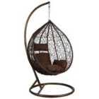 Hortus Large Egg Chair With Brown Frame And Biege Cushions