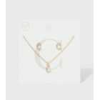 Gold C Initial Earrings and Necklace Gift Set