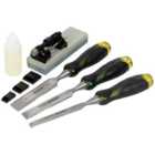Roughneck 30-165 Professional Bevel Edge Chisel Set 3 Piece + Sharpening Kit