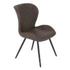 Quebec Set of 4 Dining Chairs, Brown Faux Leather