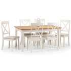 Davenport Rectangular Extendable Dining Table with 6 Chairs, Off White
