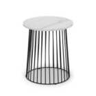 Broadway Round Lamp Table, White Marble Effect