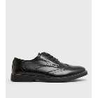 Black Perforated Lace Up Chunky Brogues