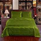 Todd Linens 6 Piece Silky Satin Breathable Duvet Cover Bedding Set - Olive Super King
