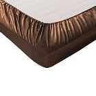 Todd Linens 4 Piece Silky Satin Breathable Duvet Cover Bedding Set - Chocolate Single