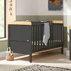 Tutti Bambini Rio Cot Bed With Cot Top Changer & Mattress Slate Grey/Oak