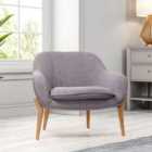 Living and Home Velvet Scallop Wingback Tub Chair Armchair Light Grey