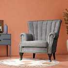 Living and Home Vintage Velvet Wingback Armchair - Grey
