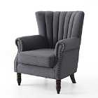 Living and Home Pleated Wingback Tub Chair - Grey