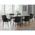 Julian Bowen Como High Gloss Grey Dining Table And 6 Luxe Grey Dining Chairs Set