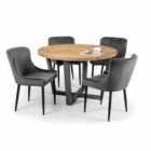 Julian Bowen Set Of Brooklyn Round Table And 4 Luxe Grey Chairs