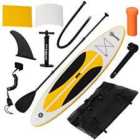 Outsunny 10Ft Inflatable Paddle Stand Up Board Adjustable Paddle Non-Slip Deck White, Yellow, Black