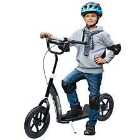Homcom Push Scooter Teen Kids Stunt Bike Ride On With 12" Eva Tyres Black