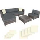Tectake Rattan Corner Sofa Set With Aluminium Frame - Grey