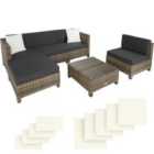 Tectake Rattan Corner Sofa Set With Aluminium Frame - Brown/Black
