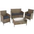Tectake Madeira 4-seater Rattan Sofa Furniture Set - Brown/Grey