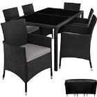 Tectake Rattan 6 Seat Dining Set With Protective Cover - Black