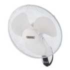 Draper 230V Oscillating Wall Mounted Fan With Remote Control 16"/400mm 3 Speed