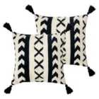 The Linen Yard Ural Polyester Filled Cushions Twin Pack Cotton Monochrome