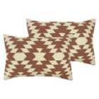 The Linen Yard Jura Polyester Filled Cushions Twin Pack Cotton Sienna