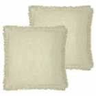 Furn. Korin Polyester Filled Cushions Twin Pack Cotton Ecru