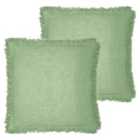 Furn. Korin Polyester Filled Cushions Twin Pack Cotton Eucalyptus