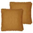 Furn. Korin Polyester Filled Cushions Twin Pack Cotton Ginger