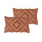 Furn. Orson Polyester Filled Cushions Twin Pack Cotton Brick