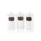 Rozi White Coffee, Tea, And Sugar Canister Set - 22 Cm