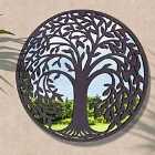 MirrorOutlet Harrogate Metal Circular Decorative Silver Tree Garden Mirror Outdoors 99cm x 99cm
