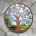 MirrorOutlet Harrogate Metal Circular Decorative Colour Tree Garden Mirror Outdoors 80cm x 80cm