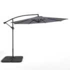 Livingandhome 3m Cantilever Garden Parasol Umbrella With Square Base - Dark Grey