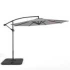 Livingandhome 3m Cantilever Garden Parasol Umbrella With Square Base - Light Grey