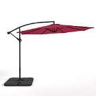 Livingandhome 3m Cantilever Garden Parasol Umbrella With Square Base - Wine Red