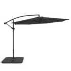 Livingandhome 3m Cantilever Garden Parasol Umbrella With Square Base - Black