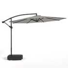 Livingandhome 3m Cantilever Garden Parasol Umbrella With Base - Light Grey