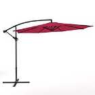 Livingandhome 3m Cantilever Garden Parasol Umbrella With Cross Base - Wine Red