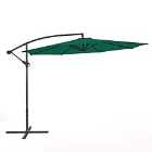 Livingandhome 3m Cantilever Garden Parasol Umbrella With Cross Base - Dark Green