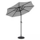 Livingandhome 3m Garden Parasol Sun Umbrella With 24 LED Lights - Light Grey
