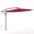 Livingandhome 3m Cantilever Garden Parasol Umbrella No Base - Wine Red