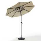 Livingandhome 3m Garden Parasol Sun Umbrella With 24 LED Lights - Beige