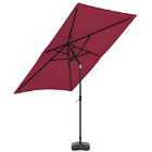 Livingandhome 2x3m Patio Traditional Parasol With Square Base - Wine Red