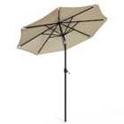 Livingandhome 3m Garden Parasol Sun Umbrella With 24 LED Lights No Base - Beige