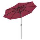 Livingandhome 3m Garden Parasol Patio Umbrella No Base - Wine Red