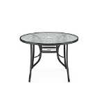 Livingandhome Garden Round Glass Dining Table With Umbrella Hole - Black