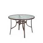 Livingandhome Garden Round Glass Dining Table With Umbrella Hole - Brown