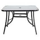 Livingandhome 105cm Square Garden Glass Table Furniture With Parasol Hole