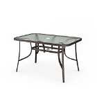 Livingandhome 120cm Garden Tempered Glass Table - Brown