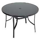 Livingandhome 105cm Round Garden Glass Table Furniture With Parasol Hole