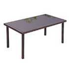 Livingandhome Rectangle Garden Rattan Table Wicker Glass Top Table - Brown